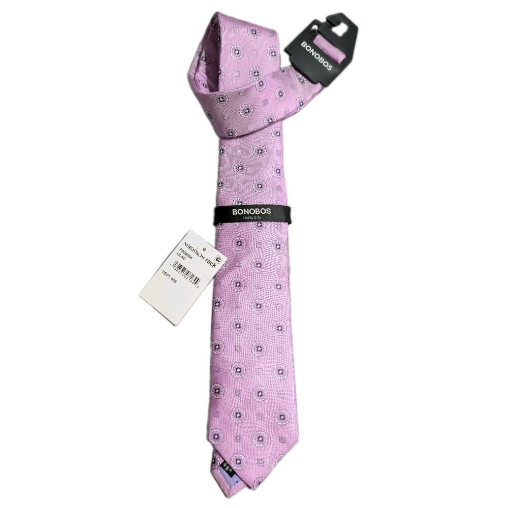Bonobos Tie Mens Lilac Geometric 100% Silk Handmade 3" Necktie NWT